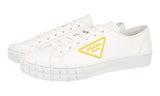 Prada Men's White Leather Cassetta Wheel Sneaker 2EG407