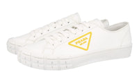 Prada Men's White Leather Cassetta Wheel Sneaker 2EG407