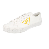 Prada Men's White Leather Cassetta Wheel Sneaker 2EG407