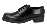 Prada Men's Black Brushed Spazzolato Leather Derby Business Shoes 2EG412