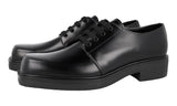 Prada Men's Black Brushed Spazzolato Leather Derby Business Shoes 2EG412