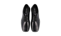 Prada Men's Black Brushed Spazzolato Leather Derby Business Shoes 2EG412