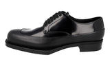 Prada Men's Black Brushed Spazzolato Leather Derby Business Shoes 2EG413
