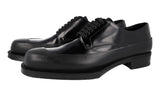 Prada Men's Black Brushed Spazzolato Leather Derby Business Shoes 2EG413