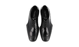 Prada Men's Black Brushed Spazzolato Leather Derby Business Shoes 2EG413