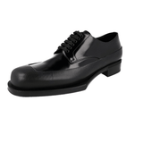Prada Men's Black Brushed Spazzolato Leather Derby Business Shoes 2EG413