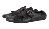 Prada Men's Black Full Brogue Leather Shuffle  Fringed Monk Strap Loafer 2EG437