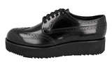 Prada Men's Black Full Brogue Leather Platform Derby Brogue Budapester Plateau Business Shoes 2EG443