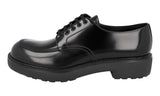 Prada Men's Black Leather Brushed Derby Extralight Sole Business Shoes 2EG445