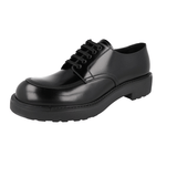 Prada Men's Black Leather Brushed Derby Extralight Sole Business Shoes 2EG445