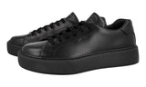 Prada Men's Black Leather Macro Solid Black Chunky Sole Platform Sneaker 2EG454