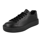 Prada Men's Black Leather Macro Solid Black Chunky Sole Platform Sneaker 2EG454