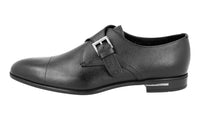 Prada Men's Black High-Quality Saffiano Leather Monk Strap Cap Toe Business Shoes 2OC016