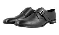 Prada Men's Black High-Quality Saffiano Leather Monk Strap Cap Toe Business Shoes 2OC016