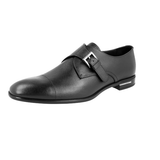 Prada Men's Black Saffiano Leather Monk Strap Cap Toe Business Shoes 2OC016