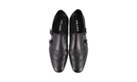 Prada Men's Black Full Brogue Leather Double Monk Business Shoes 2OF002