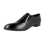Prada Men's Black Brushed Spazzolato Leather Flexible Loafer Business Shoes 2OG037