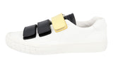 Prada Men's White Leather Cassetta Wheel Sneaker 2OG068