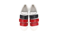 Prada Men's White Leather Cassetta Wheel Sneaker 2OG068
