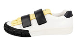 Prada Men's White Leather Wheel Kiltie Hook N Loop Sneaker 2OG069