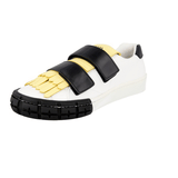 Prada Men's White Leather Wheel Kiltie Hook N Loop Sneaker 2OG069