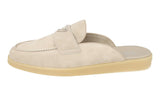 Prada Men's Beige Leather Mules Slipper Sandals Sandalen Loafers 2OG125
