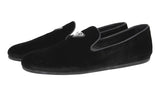 Prada Men's Black Leather Velvet Logo Loafer Slipper Loafers 2S2974