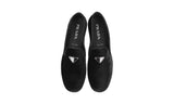 Prada Men's Black Leather Velvet Logo Loafer Slipper Loafers 2S2974