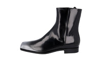 Prada Men's Black Brushed Spazzolato Leather Boots 2TA075