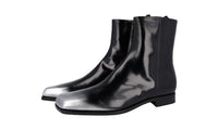 Prada Men's Black Brushed Spazzolato Leather Boots 2TA075