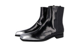 Prada Men's Black Brushed Spazzolato Leather Half-Boot 2TA075