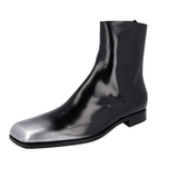 Prada Men's Black Brushed Spazzolato Leather Half-Boot 2TA075