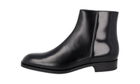 Prada Men's Black Brushed Spazzolato Leather Half-Boot 2TB052