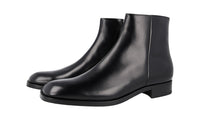 Prada Men's Black Brushed Spazzolato Leather Half-Boot 2TB052