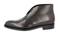 Prada Men's Brown welt-sewn Leather Chukka Desert Boots Lace-up Shoes 2TC049