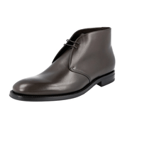 Prada Men's Brown welt-sewn Leather Chukka Desert Boots Lace-up Shoes 2TC049