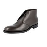 Prada Men's Brown welt-sewn Leather Chukka Desert Boots Lace-up Shoes 2TC049