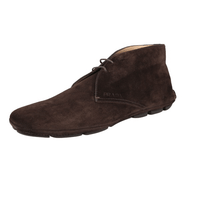 Prada Men's Brown welt-sewn Leather Desert Lace-up Shoes 2TD001