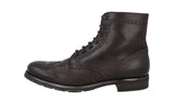 Prada Men's Brown Heavy-Duty Rubber Sole Leather Half-Boot 2TE008