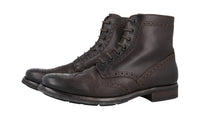 Prada Men's Brown Heavy-Duty Rubber Sole Leather Half-Boot 2TE008