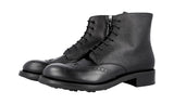Prada Men's Black welt-sewn Leather Booties Welt Sewn Half-Boot 2TE103