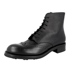 Prada Men's Black welt-sewn Leather Booties Welt Sewn Half-Boot 2TE103
