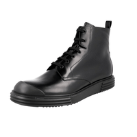 Prada Men's Black Brushed Spazzolato Leather Half-Boot 2TE129