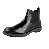Prada Men's Black Brushed Spazzolato Leather Half-Boot 2TE136