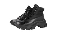 Prada Men's Black Heavy-Duty Rubber Sole Leather High-Top Sneaker 2TE154