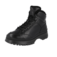 Prada Men's Black Heavy-Duty Rubber Sole Leather Half-Boot 2TE157