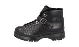 Prada Men's Black Leather Brixxen Croc Shearling Half-Boot 2TE158