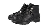 Prada Men's Black Leather Brixxen Croc Shearling Half-Boot 2TE158