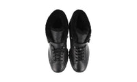 Prada Men's Black Leather Brixxen Shearling Half-Boot 2TE158