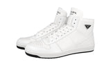 Prada Men's White Leather Downtown High-Top Sneaker 2TE183